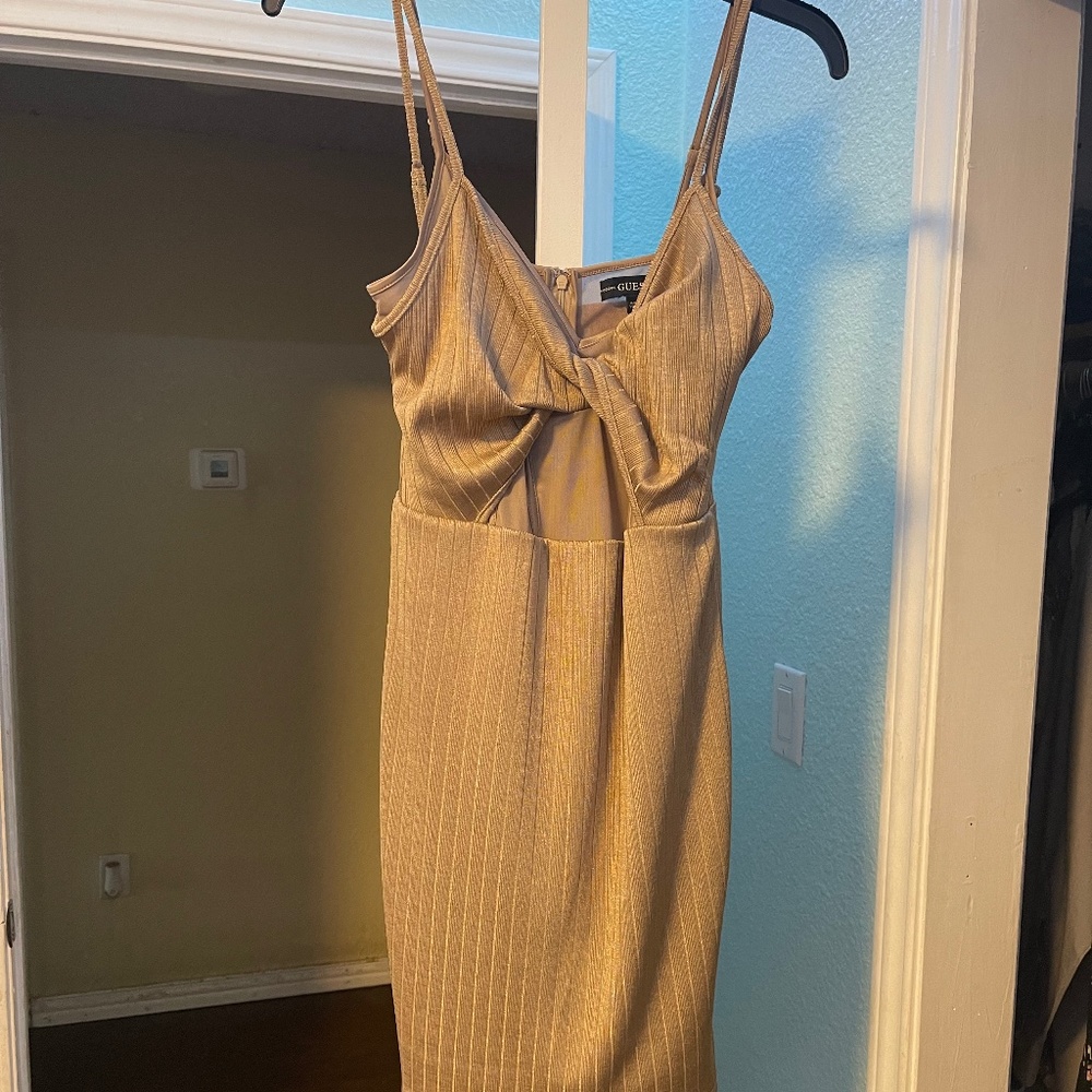 Spaghetti strap beige dress